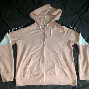 Unworn Victoria's Secret Large PINK Hoodie Full-Zip Light Pink Black White
